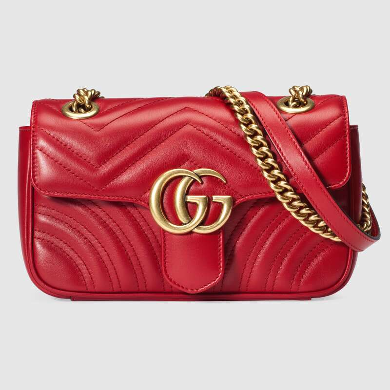 Gucci GG Marmont Matelasse Mini Shoulder Bag 446744 Red